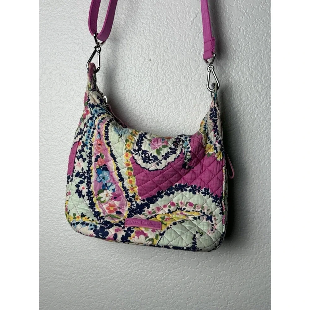 Vera Bradley Wildflower Paisley hobo Bag Pink Floral Hobo Purse Small
